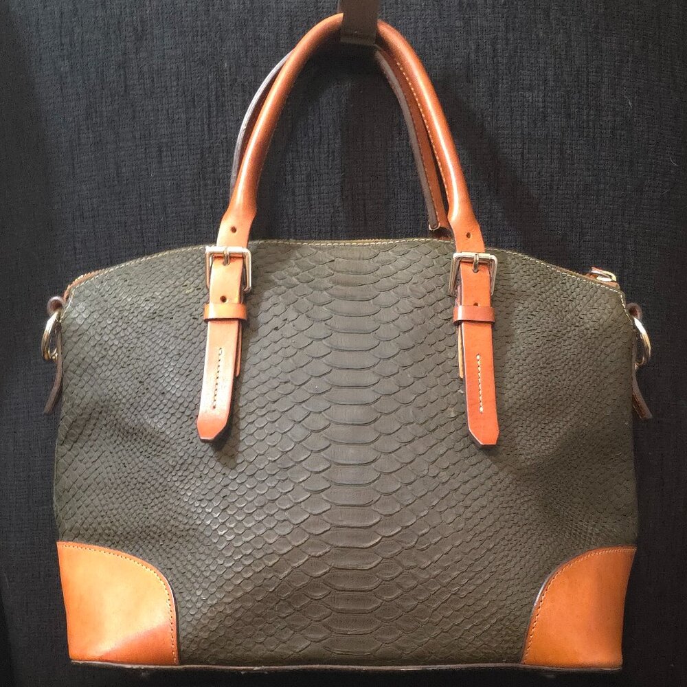 Dooney & Bourke Claremont Python Brown & Tan Leat… - image 3